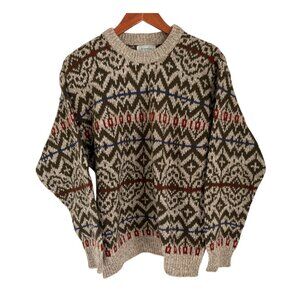 Vintage Benetton Shetland Wool Fair Isle Knit Sweater Made In Italy XLarge